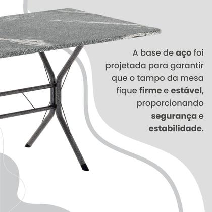 Imagem de Conjunto Sala de Jantar Mesa Retangular 120x75cm Tampo Granito Topázio 4 Cadeiras Linda Yescasa