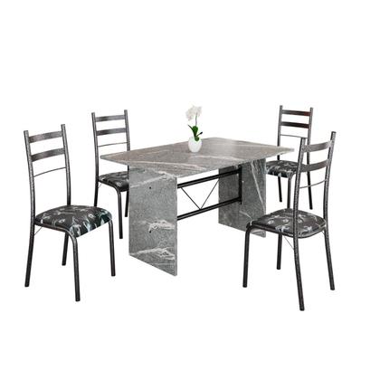 Imagem de Conjunto Sala de Jantar Mesa Retangular 120x75cm Tampo Granito Topázio 4 Cadeiras Marselha