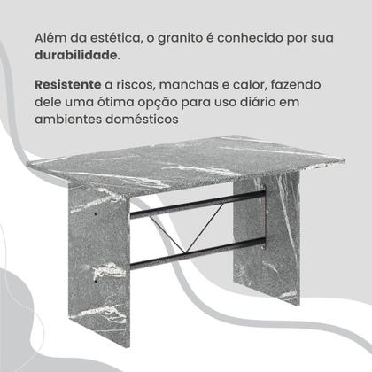 Imagem de Conjunto Sala de Jantar Mesa Retangular 120x75cm Tampo Granito Topázio 4 Cadeiras Marselha