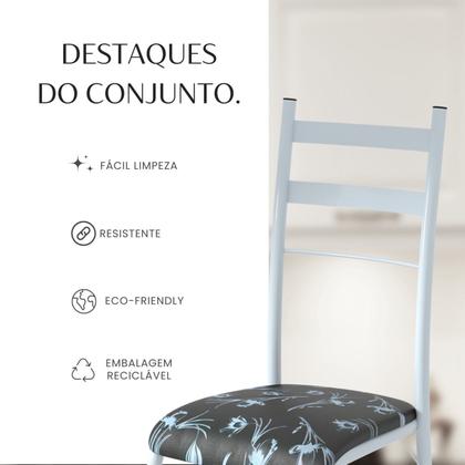 Imagem de Conjunto Sala de Jantar Mesa Retangular 120x75cm Tampo Granito Topázio 4 Cadeiras Marselha