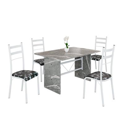 Imagem de Conjunto Sala de Jantar Mesa Retangular 120x75cm Tampo Granito Topázio 4 Cadeiras Marselha