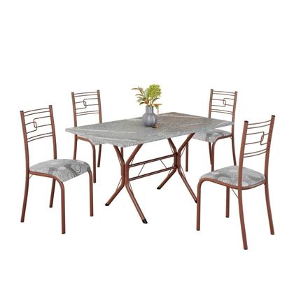 Imagem de Conjunto Sala de Jantar Mesa Retangular 120x75cm Tampo Granito Topázio 4 Cadeiras Paraty