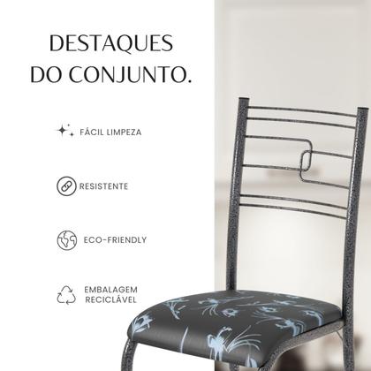 Imagem de Conjunto Sala de Jantar Mesa Retangular 120x75cm Tampo Granito Topázio 4 Cadeiras Paraty