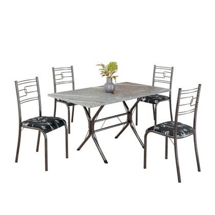 Imagem de Conjunto Sala de Jantar Mesa Retangular 120x75cm Tampo Granito Topázio 4 Cadeiras Paraty