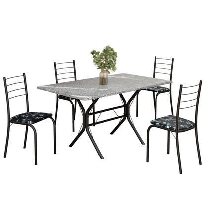 Imagem de Conjunto Sala de Jantar Mesa Retangular 120x75cm Tampo Granito Topázio 4 Cadeiras Rio