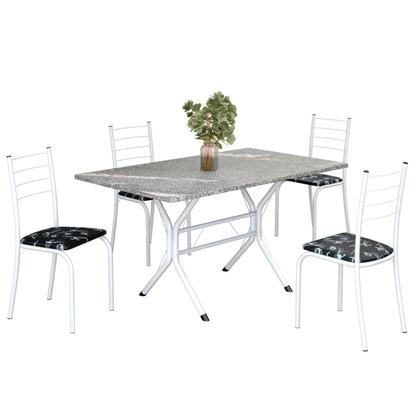 Imagem de Conjunto Sala de Jantar Mesa Retangular 120x75cm Tampo Granito Topázio 4 Cadeiras Rio