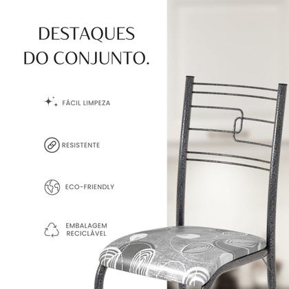 Imagem de Conjunto Sala de Jantar Mesa Retangular 120x75cm Tampo Madeira Mdp Ardósia Indiana 4 Cadeiras Paraty