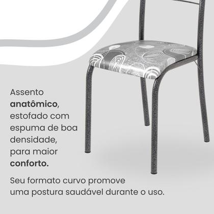 Imagem de Conjunto Sala de Jantar Mesa Retangular 120x75cm Tampo Madeira Mdp Ardósia Indiana 4 Cadeiras Paraty