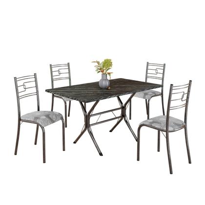 Imagem de Conjunto Sala de Jantar Mesa Retangular 120x75cm Tampo Madeira Mdp Ardósia Indiana 4 Cadeiras Paraty