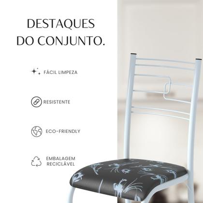 Imagem de Conjunto Sala de Jantar Mesa Retangular 120x75cm Tampo Madeira Mdp Ardósia Indiana 4 Cadeiras Paraty