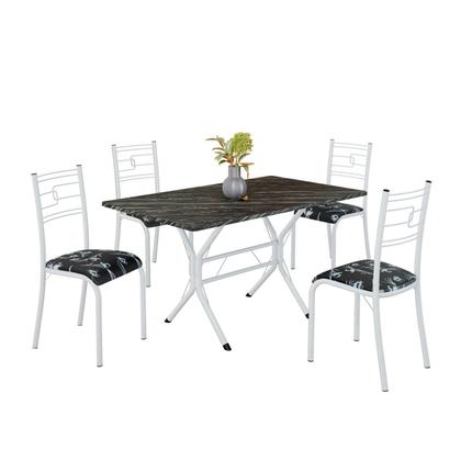 Imagem de Conjunto Sala de Jantar Mesa Retangular 120x75cm Tampo Madeira Mdp Ardósia Indiana 4 Cadeiras Paraty