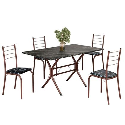 Imagem de Conjunto Sala de Jantar Mesa Retangular 120x75cm Tampo Madeira Mdp Indiana 4 Cadeiras Rio