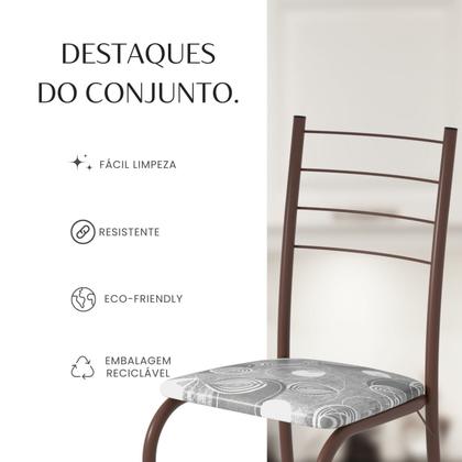 Imagem de Conjunto Sala de Jantar Mesa Retangular 120x75cm Tampo Madeira Mdp Indiana 4 Cadeiras Rio