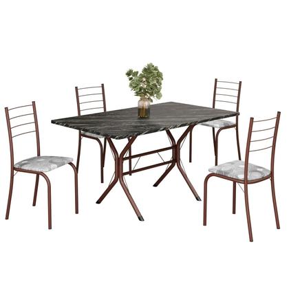 Imagem de Conjunto Sala de Jantar Mesa Retangular 120x75cm Tampo Madeira Mdp Indiana 4 Cadeiras Rio