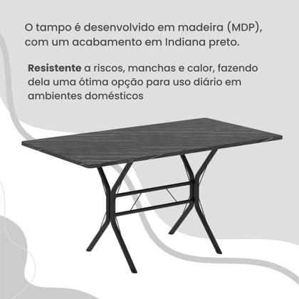 Imagem de Conjunto Sala de Jantar Mesa Retangular 120x75cm Tampo Madeira Mdp Indiana 4 Cadeiras Rio