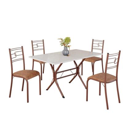 Imagem de Conjunto Sala de Jantar Mesa Retangular 120x75cm Tampo Madeira Mdp Off White 4 Cadeiras Paraty