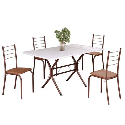 Imagem de Conjunto Sala de Jantar Mesa Retangular 120x75cm Tampo Madeira Mdp White 4 Cadeiras Rio