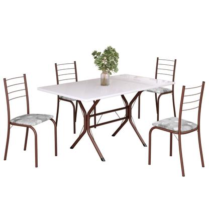 Imagem de Conjunto Sala de Jantar Mesa Retangular 120x75cm Tampo Madeira Mdp White 4 Cadeiras Rio
