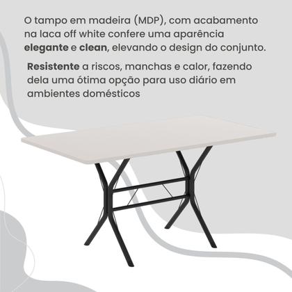 Imagem de Conjunto Sala de Jantar Mesa Retangular 120x75cm Tampo Madeira Mdp White 4 Cadeiras Rio