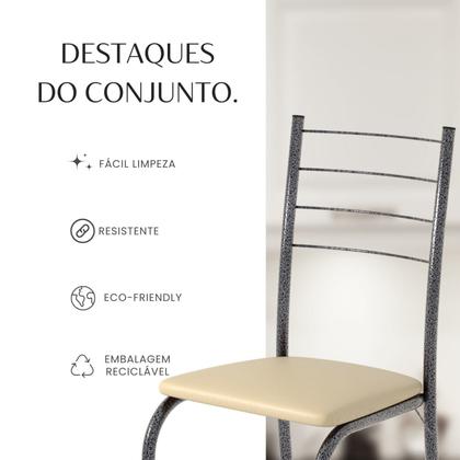 Imagem de Conjunto Sala de Jantar Mesa Retangular 120x75cm Tampo Madeira Mdp White 4 Cadeiras Rio