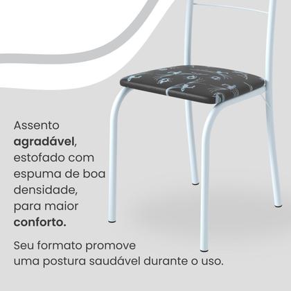 Imagem de Conjunto Sala de Jantar Mesa Retangular 120x75cm Tampo Madeira Mdp White 4 Cadeiras Rio