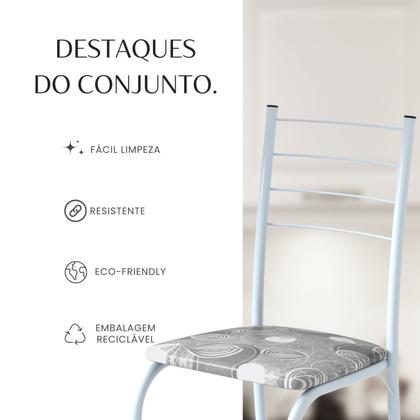 Imagem de Conjunto Sala de Jantar Mesa Retangular 120x75cm Tampo Madeira Mdp White 4 Cadeiras Rio