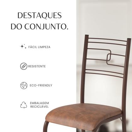 Imagem de Conjunto Sala de Jantar Mesa Retangular 120x75cm Tampo Pedra Ardósia Indiana 4 Cadeiras Paraty