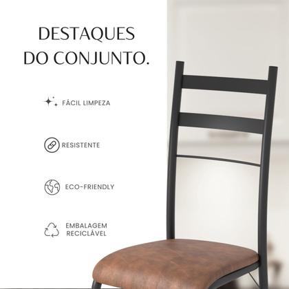 Imagem de Conjunto Sala de Jantar Mesa Retangular 140x75cm Tampo Granito Ocre 6 Cadeiras Marselha