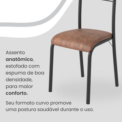 Imagem de Conjunto Sala de Jantar Mesa Retangular 140x75cm Tampo Granito Ocre 6 Cadeiras Marselha