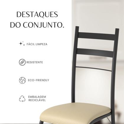 Imagem de Conjunto Sala de Jantar Mesa Retangular 140x75cm Tampo Granito Ocre 6 Cadeiras Marselha