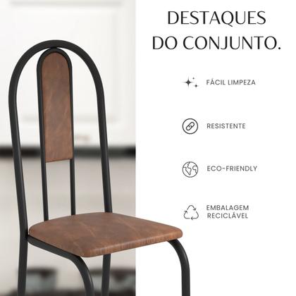 Imagem de Conjunto Sala de Jantar Mesa Retangular 140x75cm Tampo Granito Topázio 6 Cadeiras Linda Yescasa