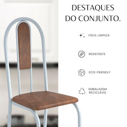 Imagem de Conjunto Sala de Jantar Mesa Retangular 140x75cm Tampo Granito Topázio 6 Cadeiras Linda Yescasa