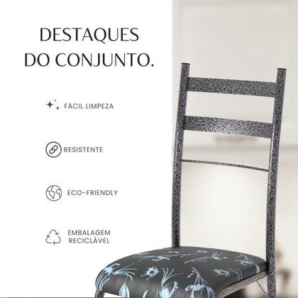 Imagem de Conjunto Sala de Jantar Mesa Retangular 140x75cm Tampo Granito Topázio 6 Cadeiras Marselha