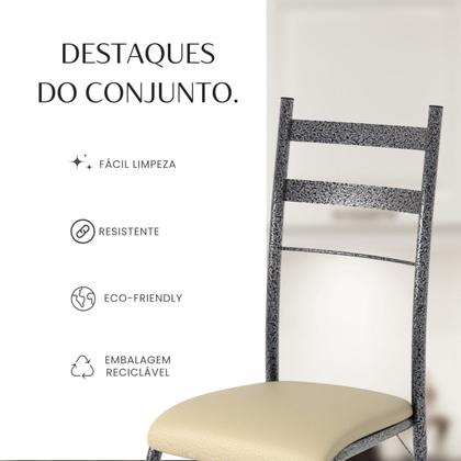 Imagem de Conjunto Sala de Jantar Mesa Retangular 140x75cm Tampo Granito Topázio 6 Cadeiras Marselha