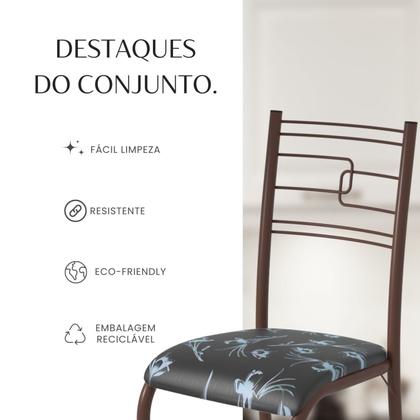 Imagem de Conjunto Sala de Jantar Mesa Retangular 140x75cm Tampo Granito Topázio 6 Cadeiras Paraty