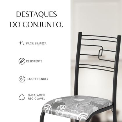 Imagem de Conjunto Sala de Jantar Mesa Retangular 140x75cm Tampo Granito Topázio 6 Cadeiras Paraty