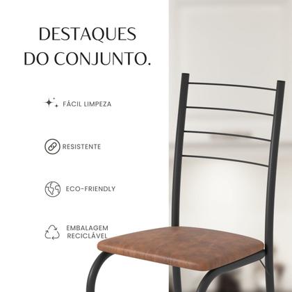 Conjunto Sala de Jantar Mesa Retangular 140x75cm Tampo Granito Topázio 6 Cadeiras Rio - Móveis Teixeira Imagem de Conjunto Sala de Jantar Mesa Retangular 140x75cm Tampo Granito Topázio 6 Cadeiras Rio