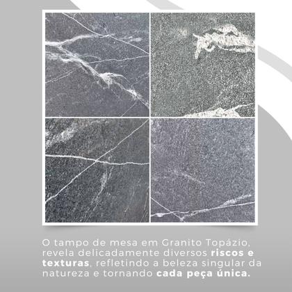 Conjunto Sala de Jantar Mesa Retangular 140x75cm Tampo Granito Topázio 6 Cadeiras Rio - Móveis Teixeira Imagem de Conjunto Sala de Jantar Mesa Retangular 140x75cm Tampo Granito Topázio 6 Cadeiras Rio