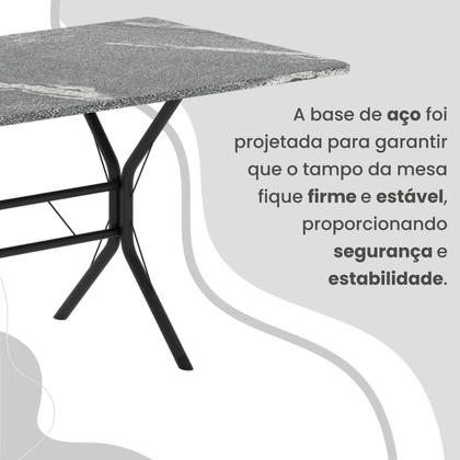 Conjunto Sala de Jantar Mesa Retangular 140x75cm Tampo Granito Topázio 6 Cadeiras Rio - Móveis Teixeira Imagem de Conjunto Sala de Jantar Mesa Retangular 140x75cm Tampo Granito Topázio 6 Cadeiras Rio