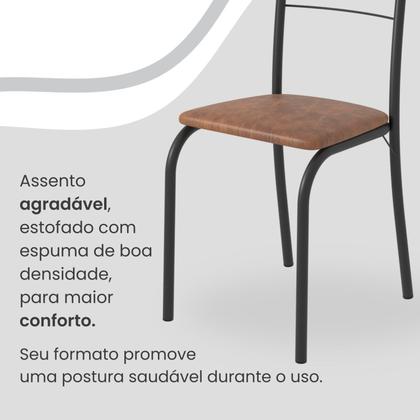 Conjunto Sala de Jantar Mesa Retangular 140x75cm Tampo Granito Topázio 6 Cadeiras Rio - Móveis Teixeira Imagem de Conjunto Sala de Jantar Mesa Retangular 140x75cm Tampo Granito Topázio 6 Cadeiras Rio