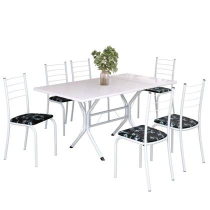 Imagem de Conjunto Sala de Jantar Mesa Retangular 140x75cm Tampo Madeira Mdp 6 Cadeiras Rio