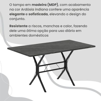 Imagem de Conjunto Sala de Jantar Mesa Retangular 140x75cm Tampo Madeira Mdp Indiana 6 Cadeiras Rio