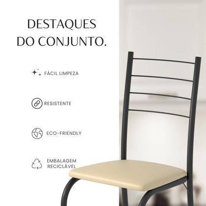 Imagem de Conjunto Sala de Jantar Mesa Retangular 140x75cm Tampo Madeira Mdp Indiana 6 Cadeiras Rio