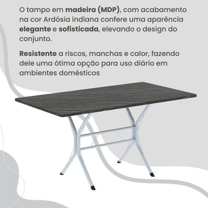Imagem de Conjunto Sala de Jantar Mesa Retangular 140x75cm Tampo Madeira Mdp Indiana 6 Cadeiras Rio