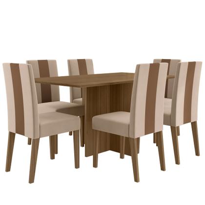 Imagem de Conjunto Sala de Jantar Mesa Retangular 160cm Helo e 6 Cadeiras Linea Carvalho - Poliman