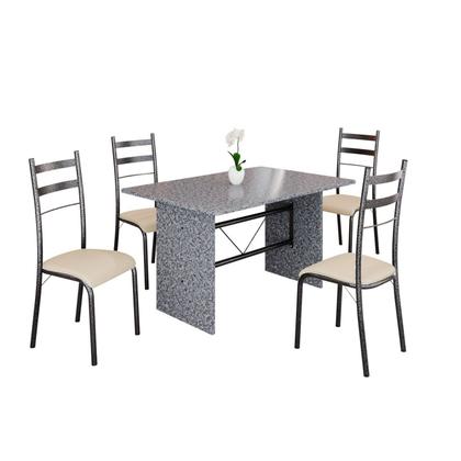 Imagem de Conjunto Sala de Jantar Mesa Retangular 180x75cm Tampo Granito Ocre 8 Cadeiras Marselha