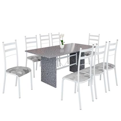 Imagem de Conjunto Sala de Jantar Mesa Retangular 180x75cm Tampo Granito Ocre 8 Cadeiras Marselha