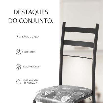 Imagem de Conjunto Sala de Jantar Mesa Retangular 180x75cm Tampo Granito Topázio 8 Cadeiras Marselha