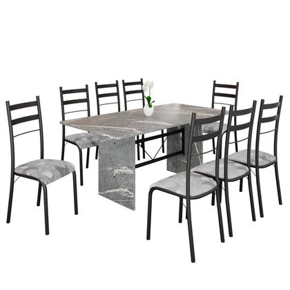 Imagem de Conjunto Sala de Jantar Mesa Retangular 180x75cm Tampo Granito Topázio 8 Cadeiras Marselha