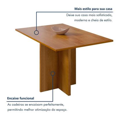 Imagem de Conjunto Sala de Jantar Mesa Retangular com 4 Cadeiras Carol